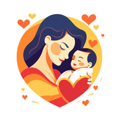 mother and child vector logo