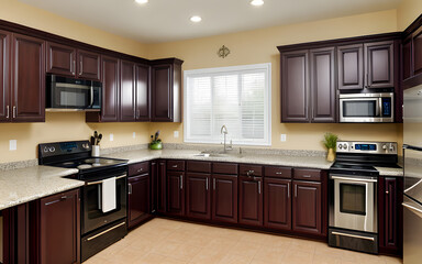 Fototapeta premium Photorealistic kitchen set minimalis modern style. Mockup kitchen. House kitchen