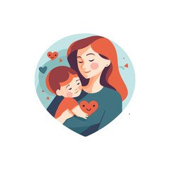mother and child vector logo