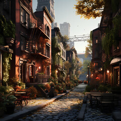 Fototapeta na wymiar A beautiful alleyway without people, Created with generative AI
