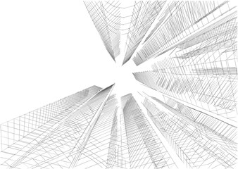 Architecture in the city 3d rendering