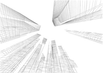Architecture in the city 3d rendering