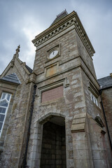 Fototapeta na wymiar Clock Tower of anderson Institute building, Shetland island