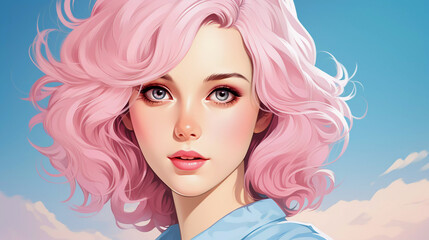 Fototapeta premium Ethereal Anime Beauty: Portrait Illustration of a Mesmerizing Anime Girl, Generative AI
