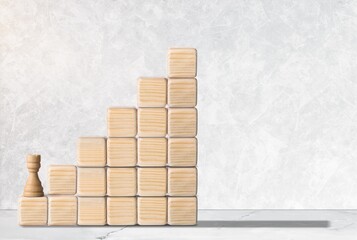 social skills concept. Wooden Chess and set of cubes