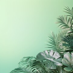 Fototapeta na wymiar Nature concept, pastel shading of background with green tropical leaves. 