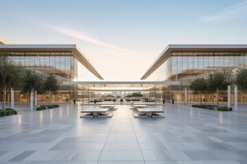 Obraz premium empty floor with modern. building at night