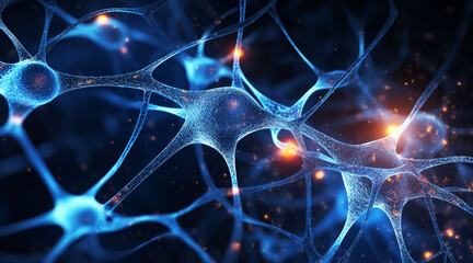 Electronic image of brain neurons,Generated by AI