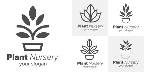 Verdant Visions: A Lush Set of Plant Logo Designs - Vector Templates for Your Green Garden Icons