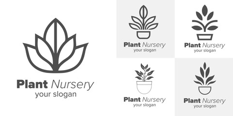 Botanical Bliss Bundle: Collection of Green Garden Icon Logo Vector Templates with Plant Designs