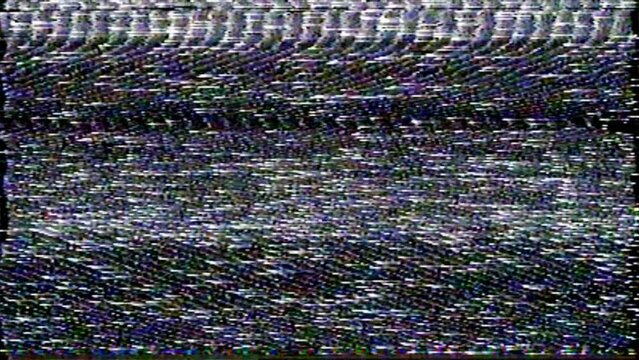 Poor picture, no signal. Noise and artifacts. Grainy, bad signal. Film of an old vhs cassette.