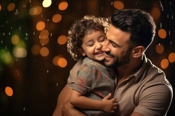 Obraz na płótnie Canvas Father holding daughter smiling, Father's Day celebration image.