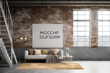 Canvas mockup in minimalist interior background, AI
