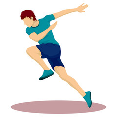 Running young man character isolated vector illustration.