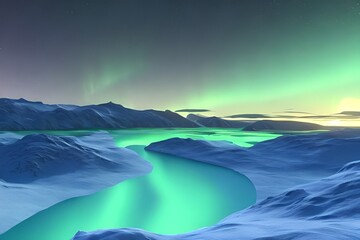 Fototapeta premium northern lights over winter landscape