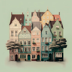 rows of colorful houses dutch style house canal house