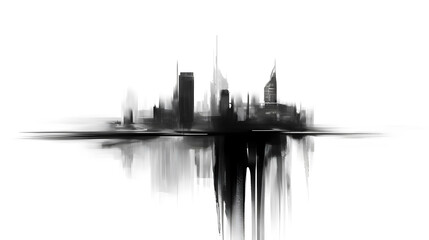 Fototapeta premium Splash of paint. Background of black and white city reflection