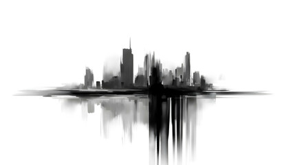 Splash of paint. Background of black and white city reflection