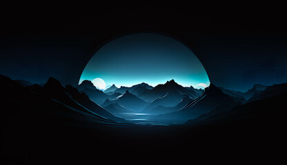 Fototapeta na wymiar sunrise over mountains desktop background, wallpaper, illustration 