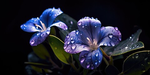 gorgeous periwinkle flower with raindrops. Generative AI
