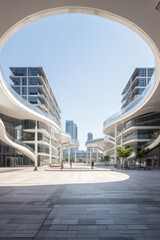 Obraz premium empty floor or road with modern building