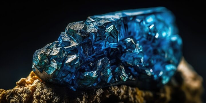 Mineral stone corundum blue close-up. Generative AI
