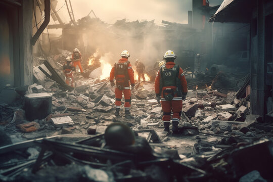 911, rescuer. A fire rescuer is a firefighter who rescues and evacuates people from fire, extinguishes fires and prevents similar incidents. fire, children, ruins, danger