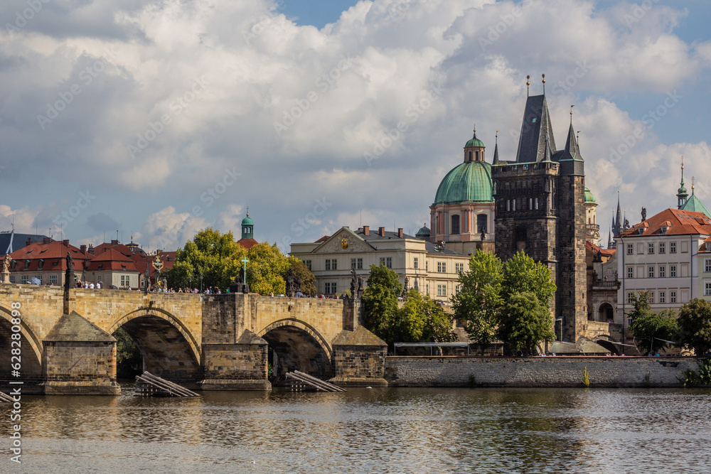 Wall mural Skyline of Prague with the Charles bridge, Czech Republic