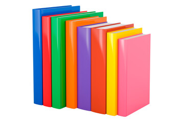 Row of colored books, 3D rendering