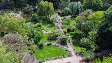 Fototapeta na wymiar Aerila view on Wroclaw Botanical garden