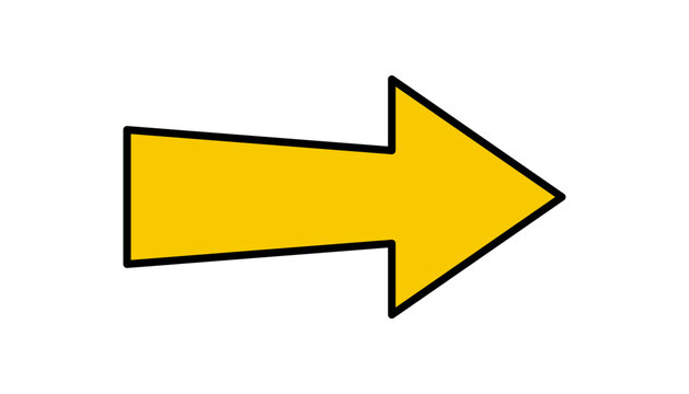Arrow icon. Simple vector arrow illustration. Yellow icon.