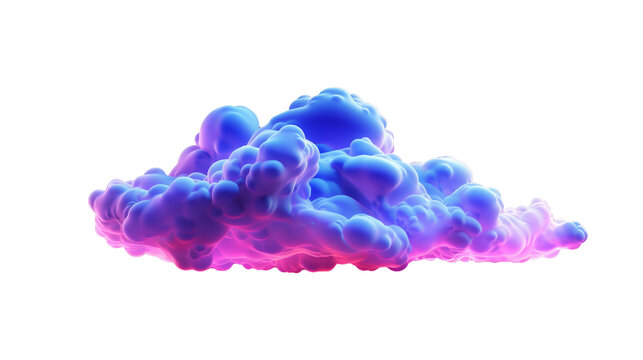 An abstract cloud illuminated with neon light, purple, turkis,  and blue colors