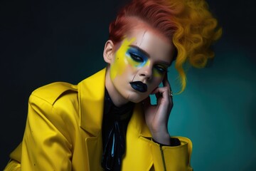 fashion editorial, featuring raw and edgy looks with pops of color