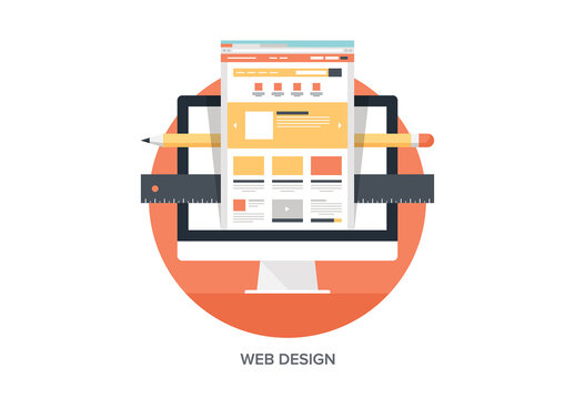 Abstract flat vector illustration of web design and development concept. Elements for mobile and web applications.