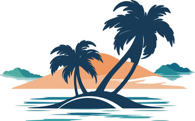 Fototapeta na wymiar Beach with palm trees logo