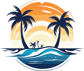 Fototapeta na wymiar Beach with palm trees logo