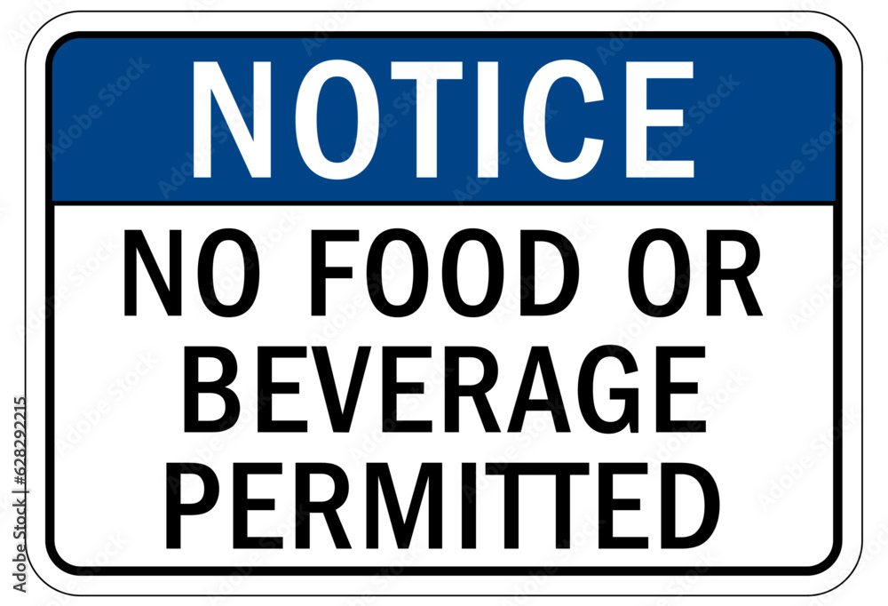 Canvas Prints no food or drink allowed warning sign and labels