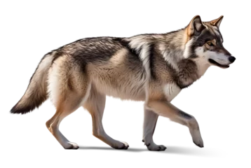 Deurstickers wolf walking side profile view on isolated background © FP Creative Stock