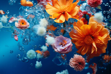 Fototapeta na wymiar Holiday plant flowers petal floral bouquet blue vase nature beauty blossom