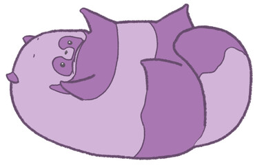 仰向けで手足を動かすたぬき（紫）