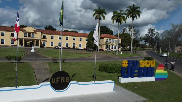 cruz das almas, bahia, brazil - july 17, 2023: View of the facade of the Federal University of Renoncavo da Bahia - UFRB - in Cruz das Almas city.