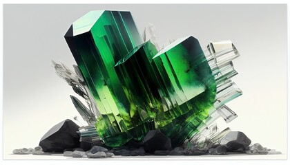 Green tourmaline, stone, gemstone, green stone, generated by ai