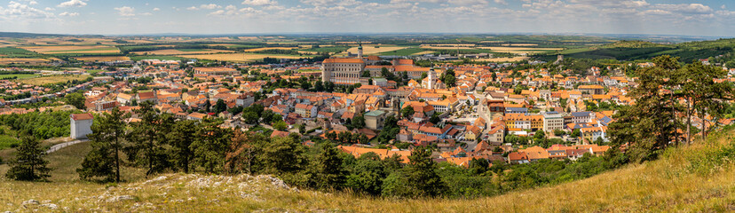 Fototapeta na wymiar Panorama of Mikulov, South Moravian Region, Czech Republic