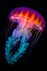 Colorful glowing jellyfish generative AI