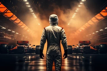 Foto op Plexiglas F1 Racer isolated.Neon lights and smoke effect. Motorsport racing cars. race car. racing competition. blurred background with a Copy Space. Made With Generative AI. © John Martin