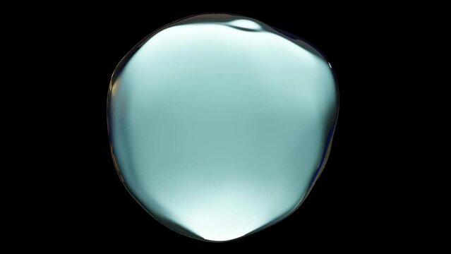Essential Oil Bubbles for cosmetics in water. blue liquid bubbles, fluid flow. Collagen, atoms floating, Moisturizing Cream, Skin Serum, Vitamin, beauty concept, alpha channel, 3d render