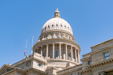 Dome of the Idaho State Capitol Building in downtown capital city of Boise, Idaho - 628296478