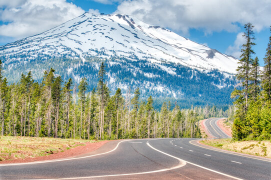 Road leading to Mount Bachelor in the Cascade Range of central Oregon