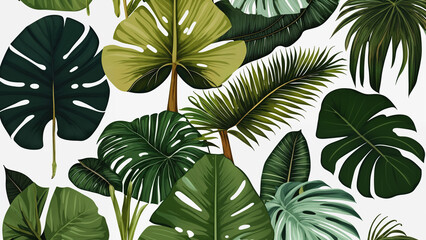 Naklejka premium seamless pattern with palm leaves | ai generated
