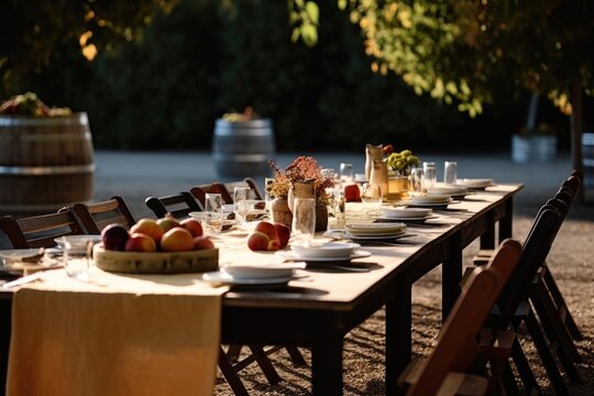shot of a table set up for dining outdoors
